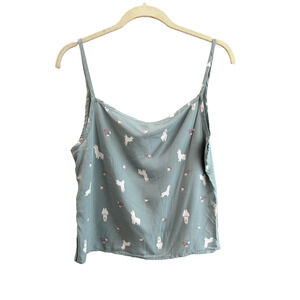 LLama Print Cropped Tank L Whimsical Lightweight Cottage Animals